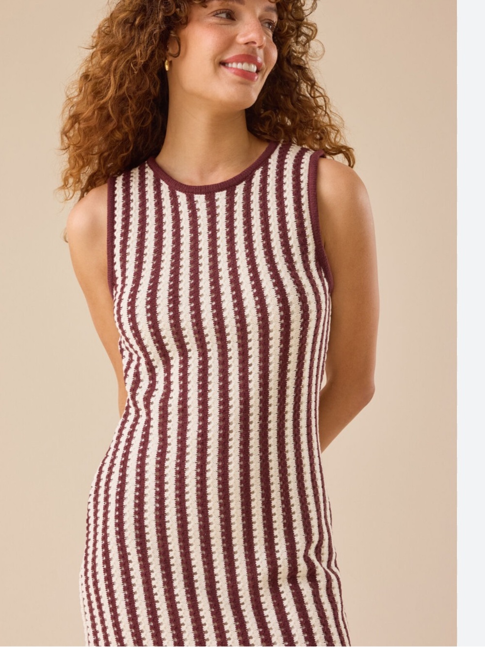 Altar'd State Striped Knit Mini Dress - Burgundy & Cream